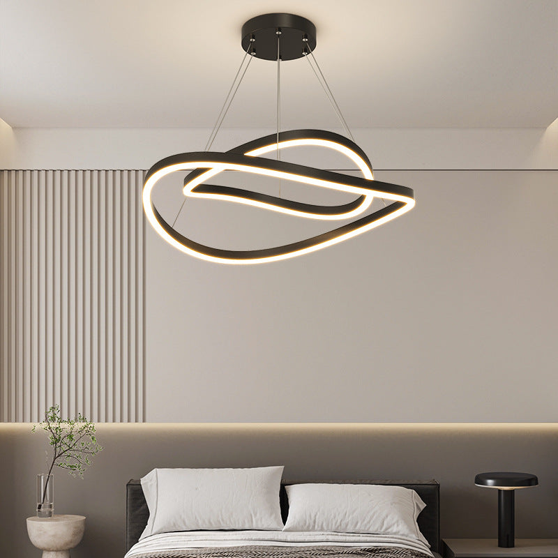 Contemporary Creative Curve Iron Aluminum LED Chandelier For Bedroom