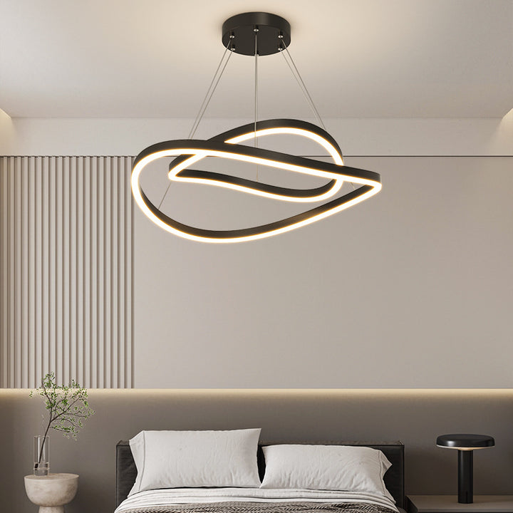 Contemporary Creative Curve Iron Aluminum LED Chandelier For Bedroom