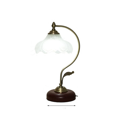 Modern Mid-Century Flower Iron Glass 1-Light Table Lamp For Bedroom
