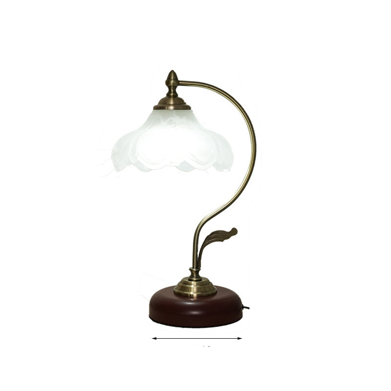 Modern Mid-Century Flower Iron Glass 1-Light Table Lamp For Bedroom