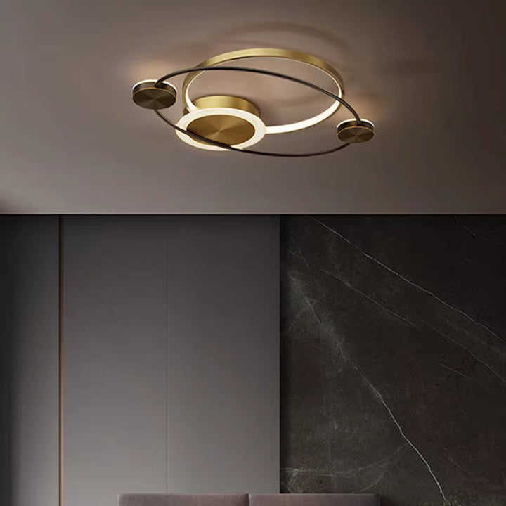 Moderne eklektische Sternring-Kupfer-LED-Deckenleuchte für das Schlafzimmer 