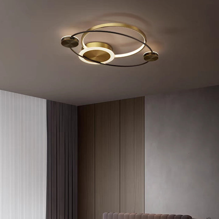 Moderne eklektische Sternring-Kupfer-LED-Deckenleuchte für das Schlafzimmer 
