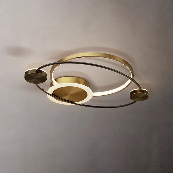 Moderne eklektische Sternring-Kupfer-LED-Deckenleuchte für das Schlafzimmer 