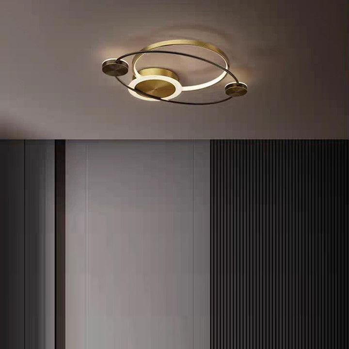 Moderne eklektische Sternring-Kupfer-LED-Deckenleuchte für das Schlafzimmer 