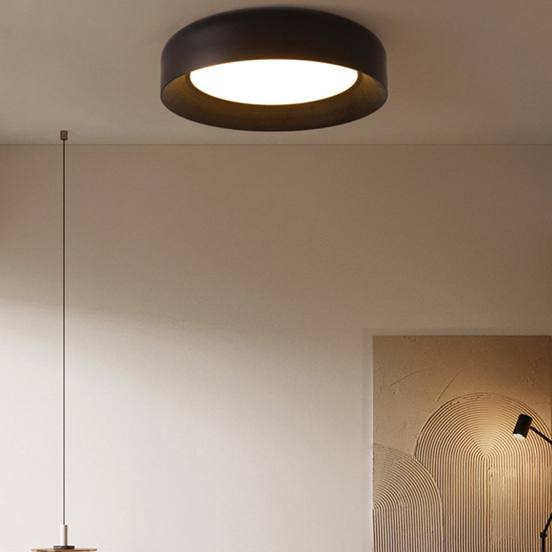 Modern Minimalist Cylinder Iron Acrylic LED Flush Mount Ceiling Light For Bedroom