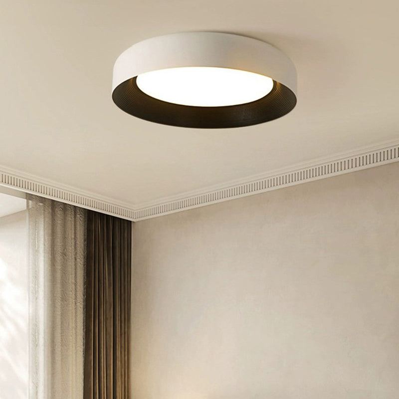 Modern Minimalist Cylinder Iron Acrylic LED Flush Mount Ceiling Light For Bedroom