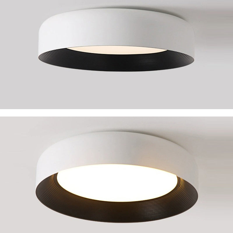 Modern Minimalist Cylinder Iron Acrylic LED Flush Mount Ceiling Light For Bedroom
