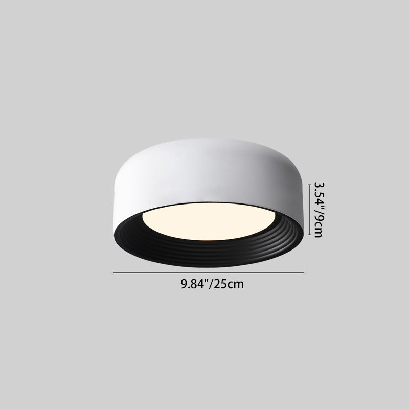 Modern Minimalist Cylinder Iron Acrylic LED Flush Mount Ceiling Light For Bedroom