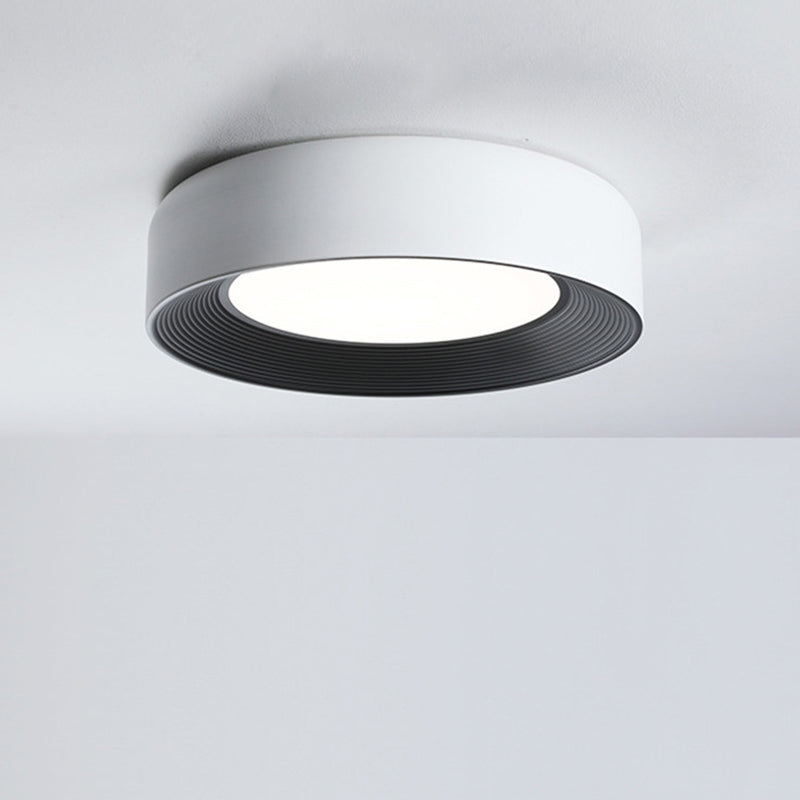 Modern Minimalist Cylinder Iron Acrylic LED Flush Mount Ceiling Light For Bedroom