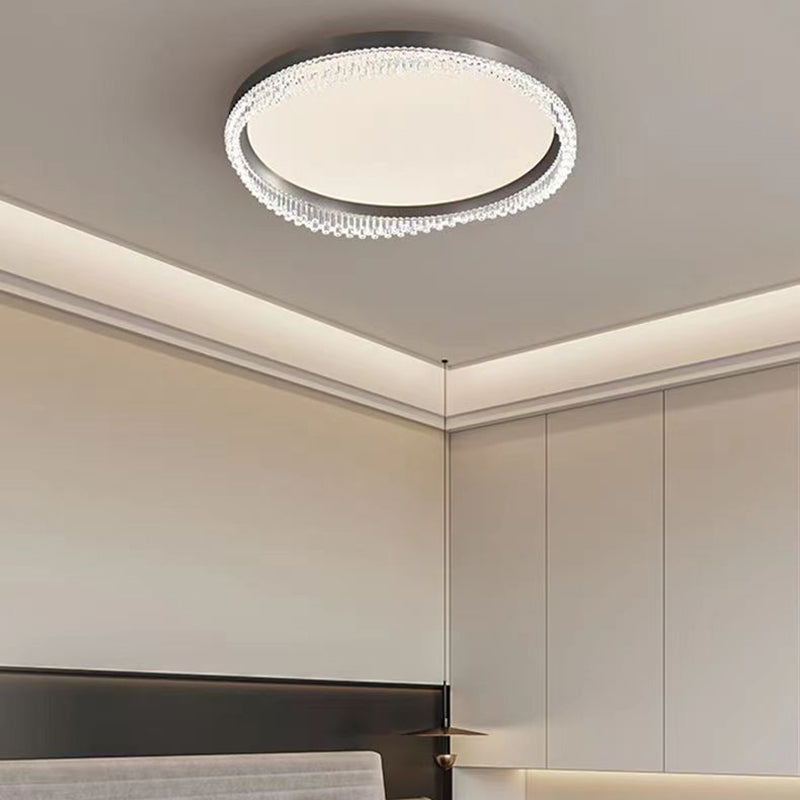 Modern Minimalist Round Aluminum Acrylic LED Flush Mount Ceiling Light For Bedroom