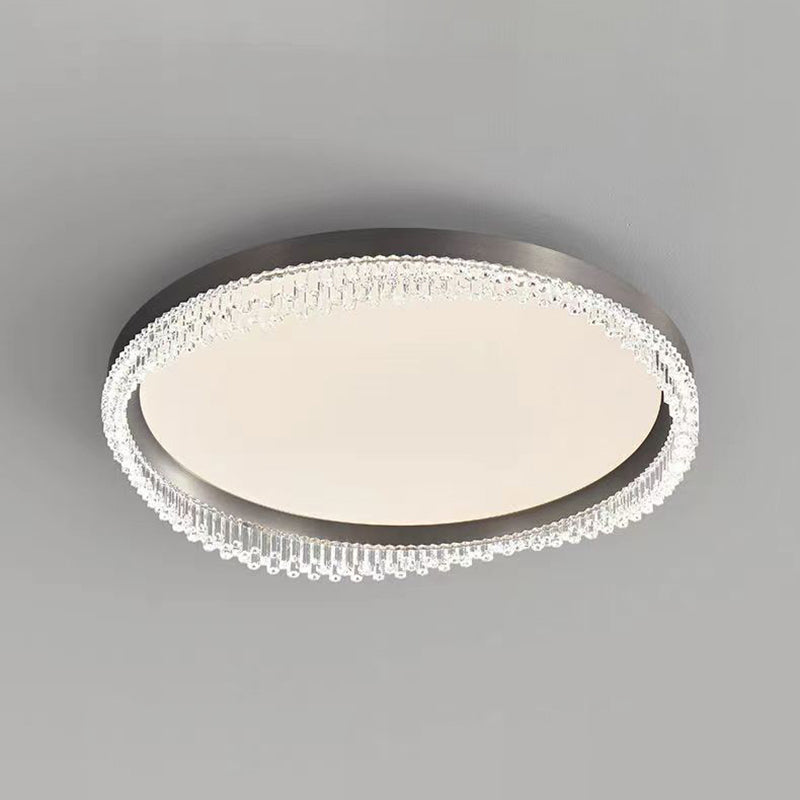 Modern Minimalist Round Aluminum Acrylic LED Flush Mount Ceiling Light For Bedroom