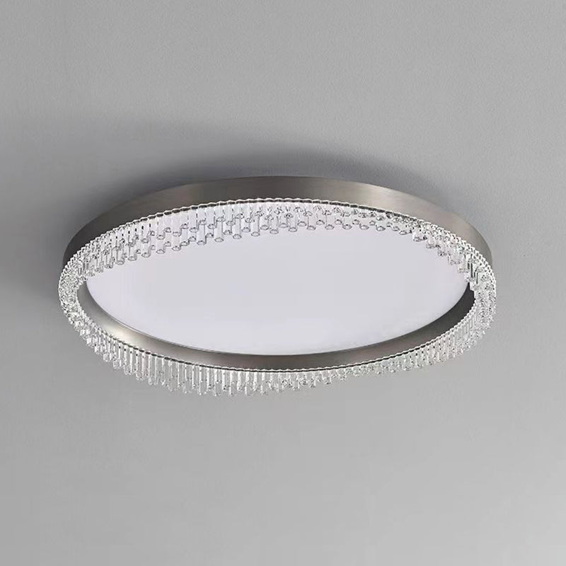 Modern Minimalist Round Aluminum Acrylic LED Flush Mount Ceiling Light For Bedroom