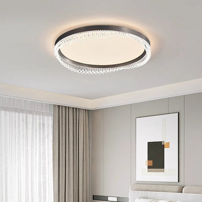 Modern Minimalist Round Aluminum Acrylic LED Flush Mount Ceiling Light For Bedroom