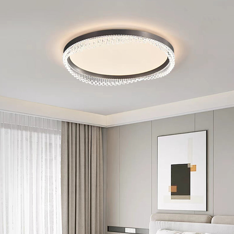 Modern Minimalist Round Aluminum Acrylic LED Flush Mount Ceiling Light For Bedroom