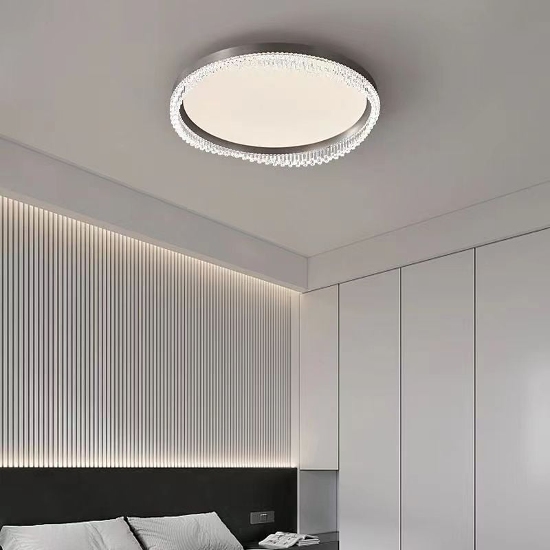 Modern Minimalist Round Aluminum Acrylic LED Flush Mount Ceiling Light For Bedroom
