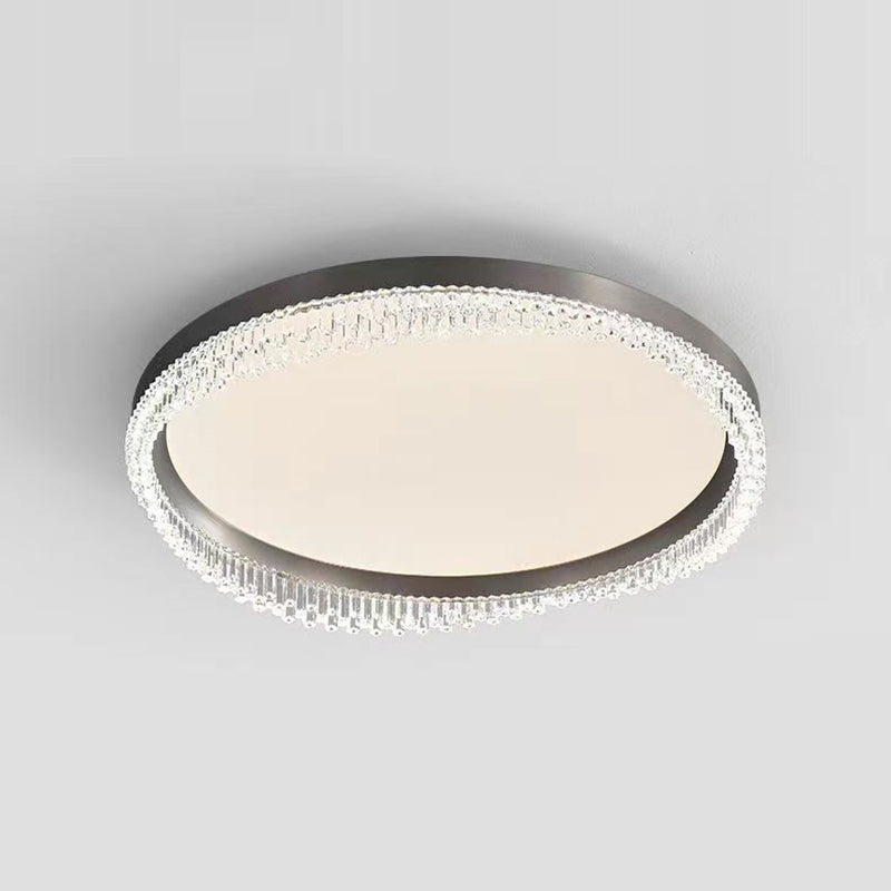 Modern Minimalist Round Aluminum Acrylic LED Flush Mount Ceiling Light For Bedroom