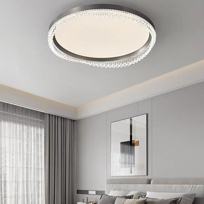 Modern Minimalist Round Aluminum Acrylic LED Flush Mount Ceiling Light For Bedroom