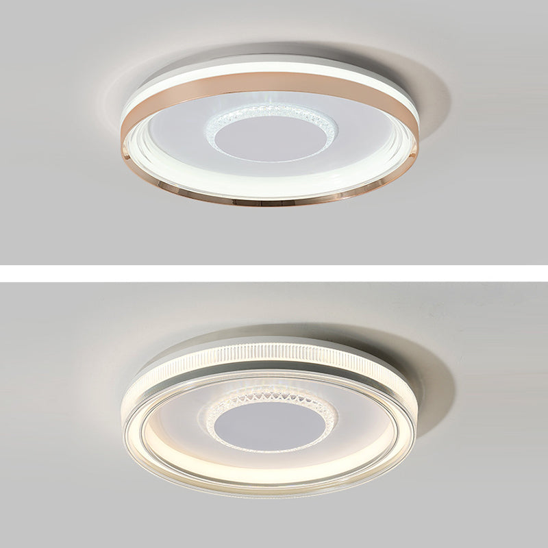 Modern Luxury Round Metal Acrylic LED Flush Mount Ceiling Light For Bedroom