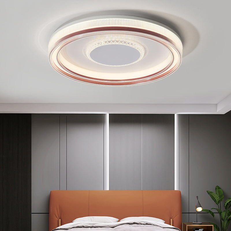 Modern Luxury Round Metal Acrylic LED Flush Mount Ceiling Light For Bedroom
