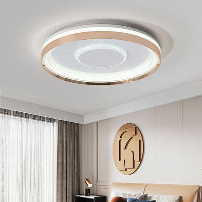 Modern Luxury Round Metal Acrylic LED Flush Mount Ceiling Light For Bedroom
