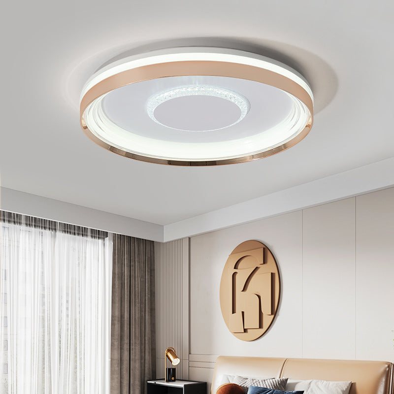 Modern Luxury Round Metal Acrylic LED Flush Mount Ceiling Light For Bedroom