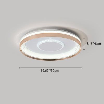Modern Luxury Round Metal Acrylic LED Flush Mount Ceiling Light For Bedroom
