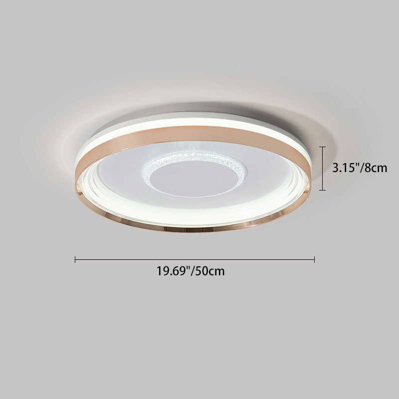 Modern Luxury Round Metal Acrylic LED Flush Mount Ceiling Light For Bedroom