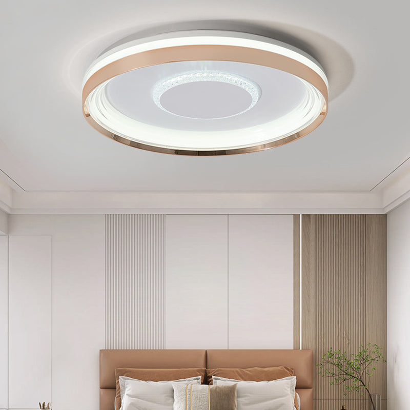 Modern Luxury Round Metal Acrylic LED Flush Mount Ceiling Light For Bedroom