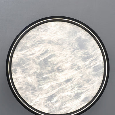 Modern Luxury Round Aluminum Leather LED Flush Mount Ceiling Light For Bedroom