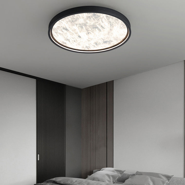 Moderne luxuriöse runde Aluminium-Leder-LED-Deckenleuchte für das Schlafzimmer 