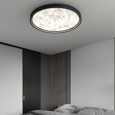 Modern Luxury Round Aluminum Leather LED Flush Mount Ceiling Light For Bedroom