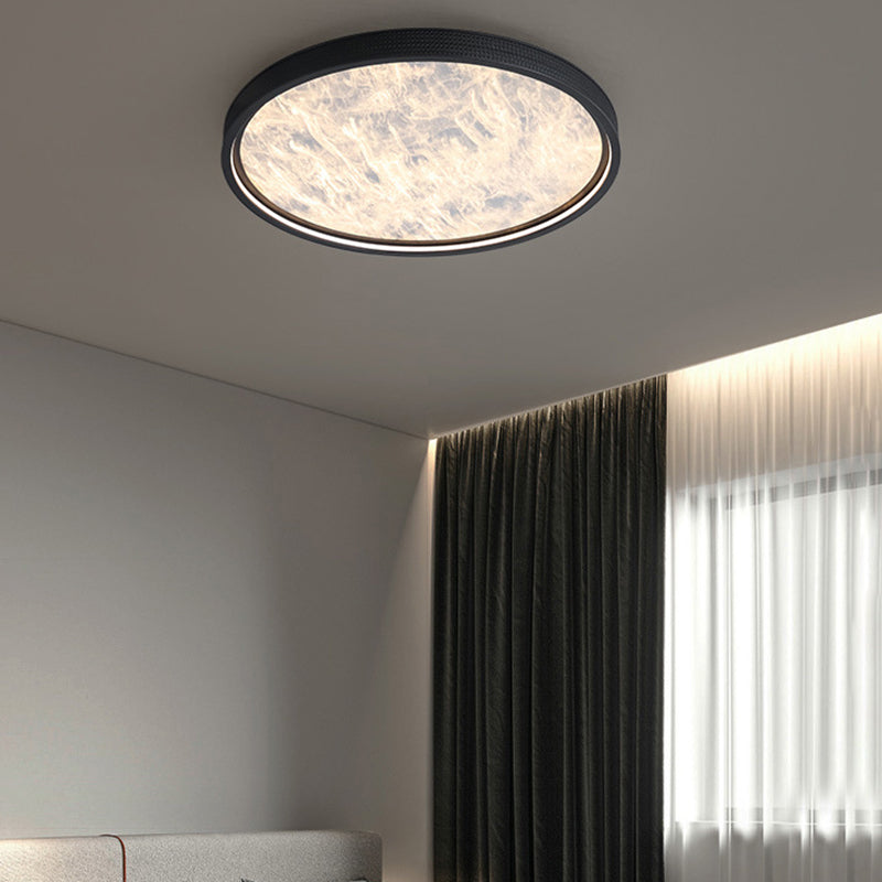 Modern Luxury Round Aluminum Leather LED Flush Mount Ceiling Light For Bedroom