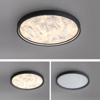 Modern Luxury Round Aluminum Leather LED Flush Mount Ceiling Light For Bedroom