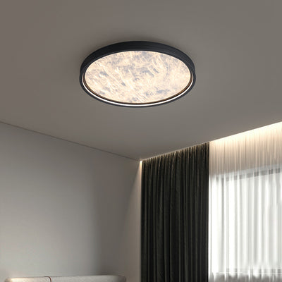 Modern Luxury Round Aluminum Leather LED Flush Mount Ceiling Light For Bedroom