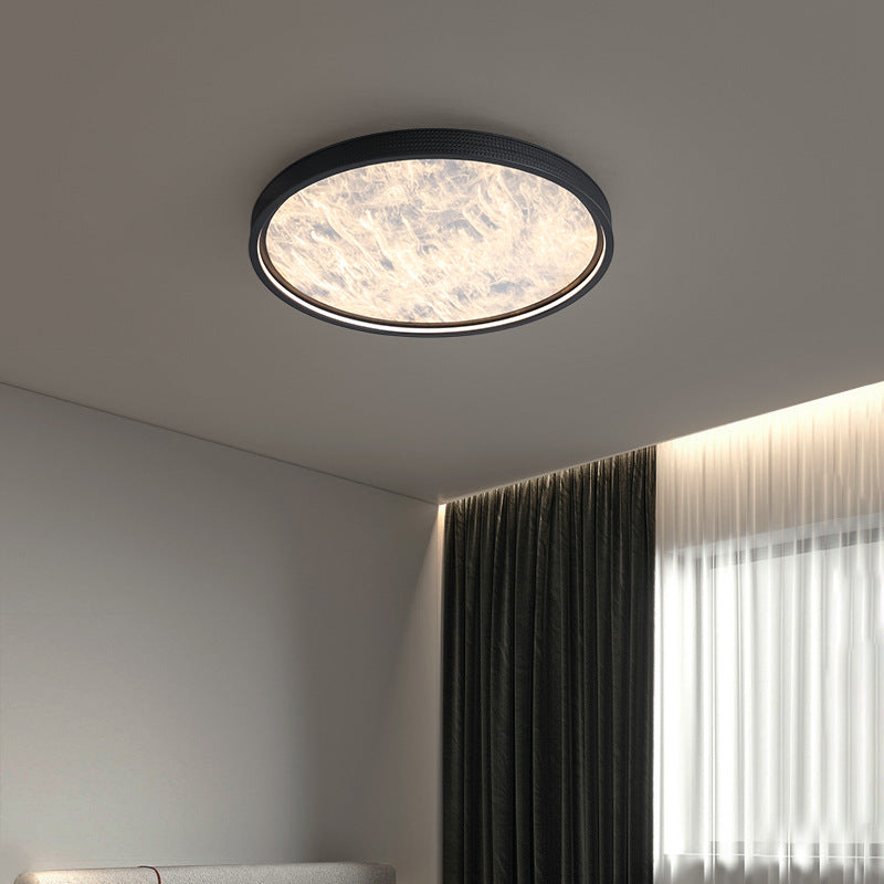 Modern Luxury Round Aluminum Leather LED Flush Mount Ceiling Light For Bedroom