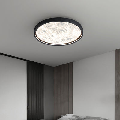 Modern Luxury Round Aluminum Leather LED Flush Mount Ceiling Light For Bedroom