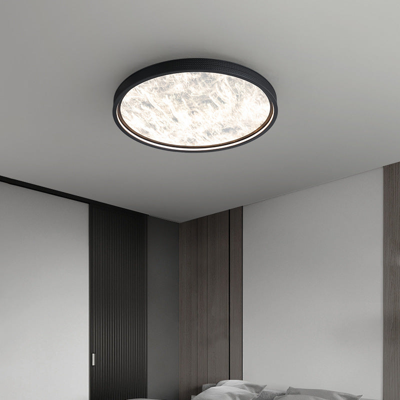 Modern Luxury Round Aluminum Leather LED Flush Mount Ceiling Light For Bedroom