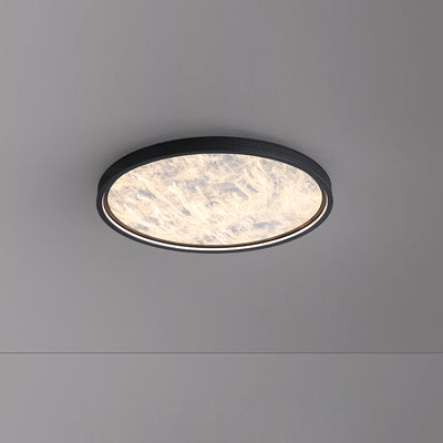 Modern Luxury Round Aluminum Leather LED Flush Mount Ceiling Light For Bedroom