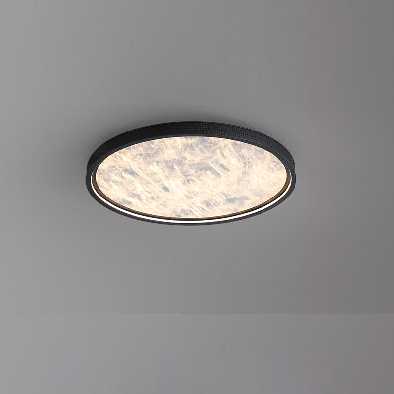 Modern Luxury Round Aluminum Leather LED Flush Mount Ceiling Light For Bedroom