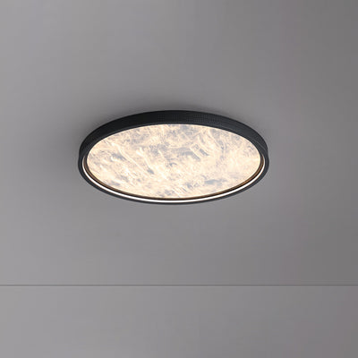 Modern Luxury Round Aluminum Leather LED Flush Mount Ceiling Light For Bedroom