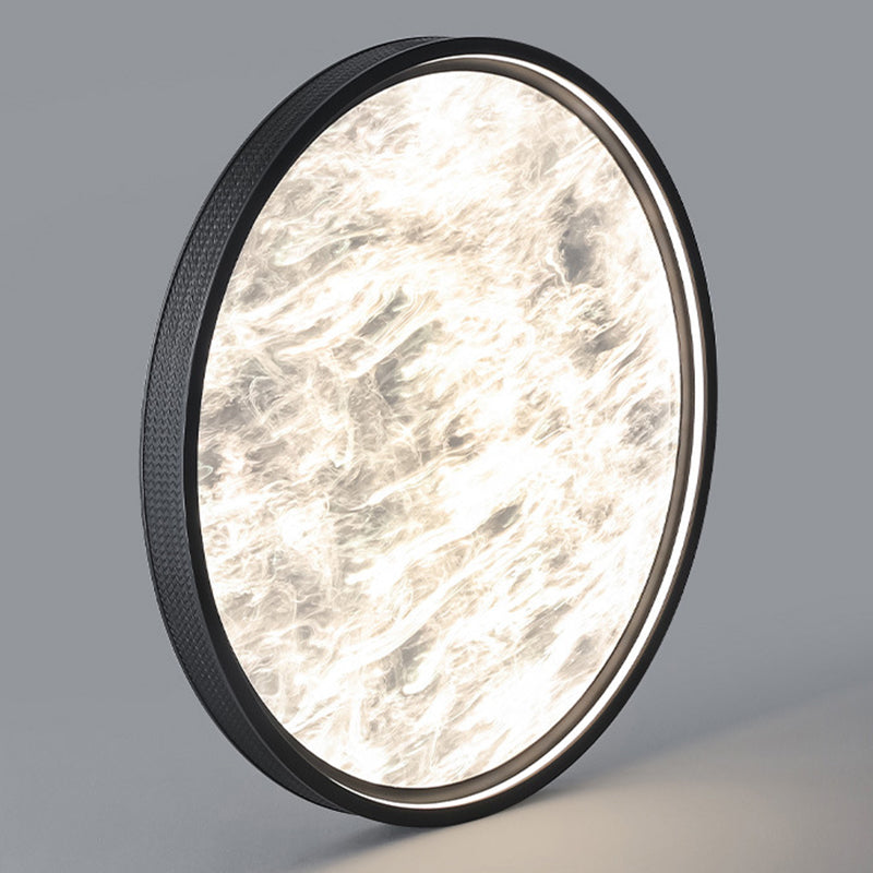 Modern Luxury Round Aluminum Leather LED Flush Mount Ceiling Light For Bedroom