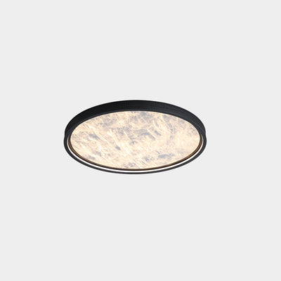 Modern Luxury Round Aluminum Leather LED Flush Mount Ceiling Light For Bedroom