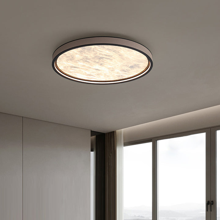 Moderne luxuriöse runde Aluminium-Leder-LED-Deckenleuchte für das Schlafzimmer 