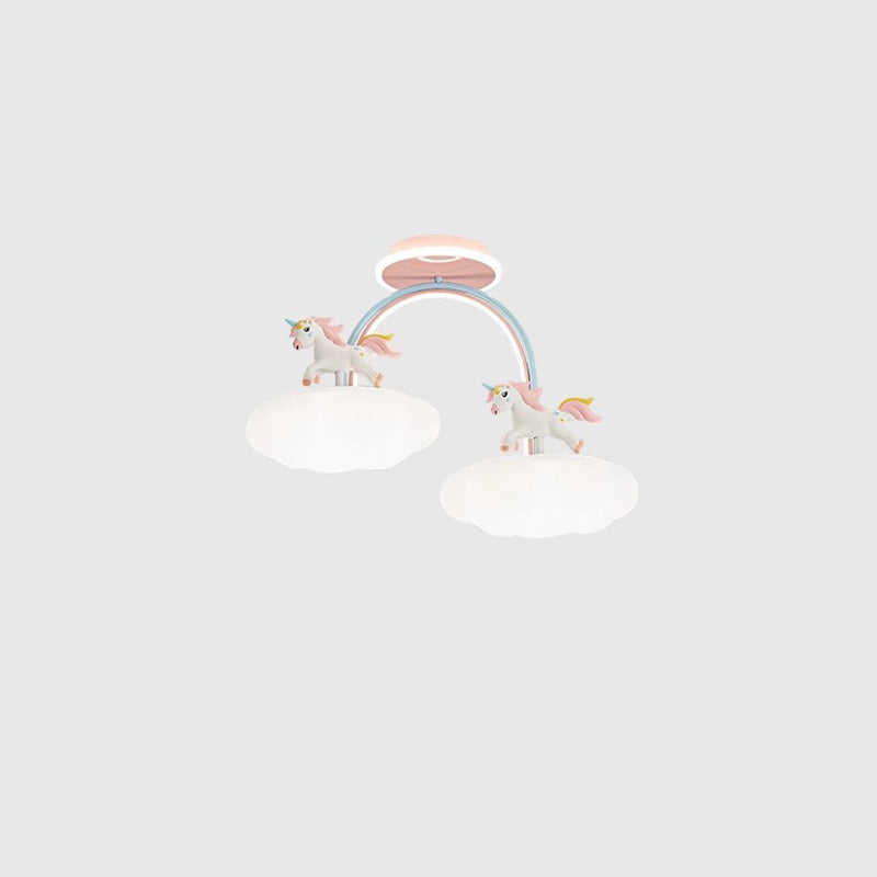 Zeitgenössische Kreative Kinder Pony Eisenharz Acryl LED Halbeinbau-Deckenleuchte Für Schlafzimmer 