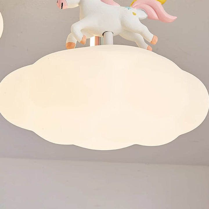 Zeitgenössische Kreative Kinder Pony Eisenharz Acryl LED Halbeinbau-Deckenleuchte Für Schlafzimmer 