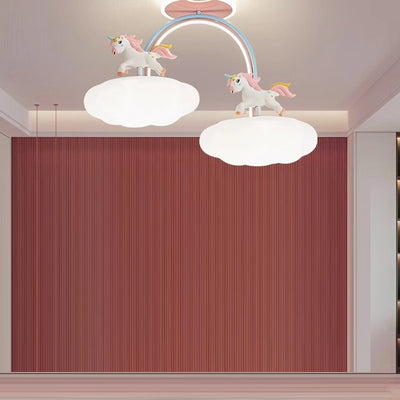 ضوء سقف شبه متدلي LED من الأكريليك والراتنج والحديد بتصميم عصري للأطفال في غرفة النوم 