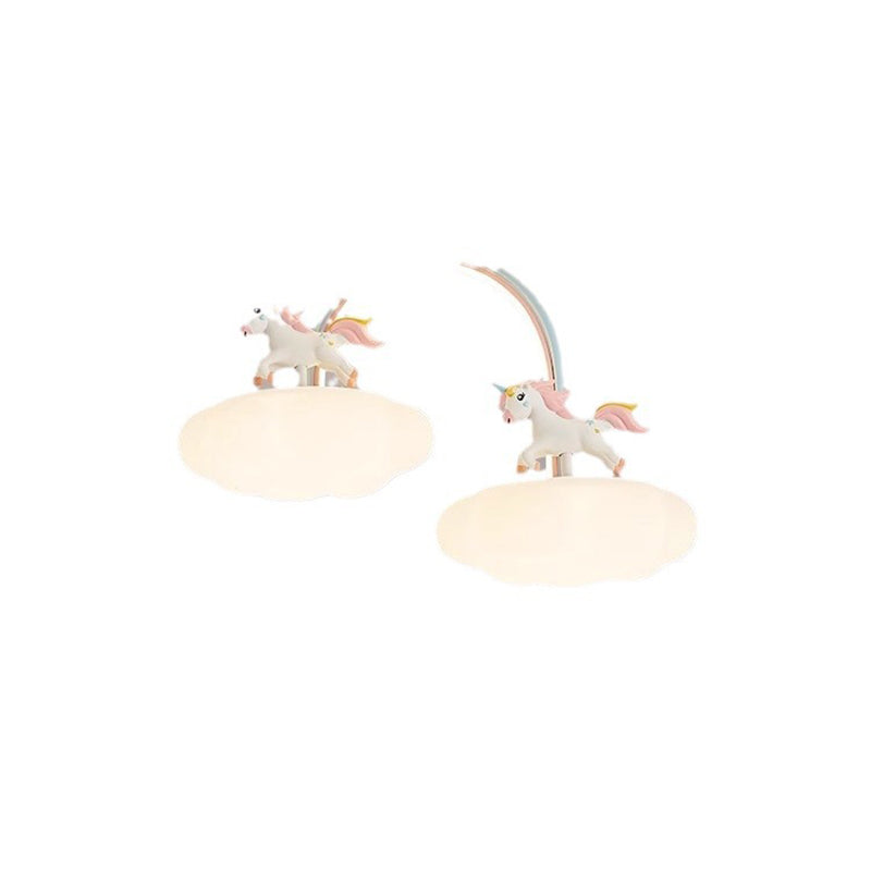 Zeitgenössische Kreative Kinder Pony Eisenharz Acryl LED Halbeinbau-Deckenleuchte Für Schlafzimmer 