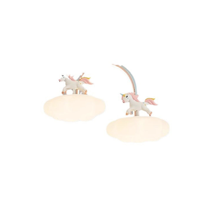 Zeitgenössische Kreative Kinder Pony Eisenharz Acryl LED Halbeinbau-Deckenleuchte Für Schlafzimmer 