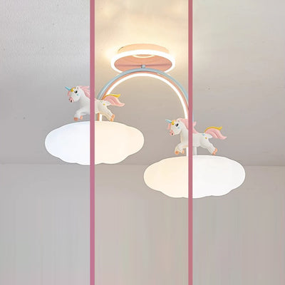 ضوء سقف شبه متدلي LED من الأكريليك والراتنج والحديد بتصميم عصري للأطفال في غرفة النوم 
