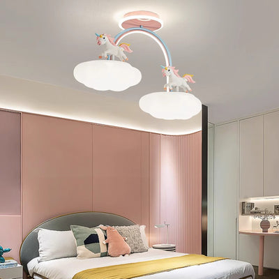 ضوء سقف شبه متدلي LED من الأكريليك والراتنج والحديد بتصميم عصري للأطفال في غرفة النوم 